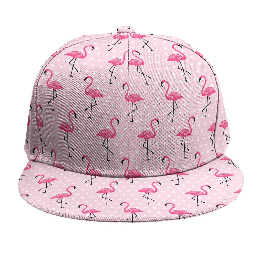 Pink Polka Dot Flamingo Pattern Print Snapback Cap