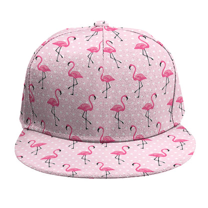 Pink Polka Dot Flamingo Pattern Print Snapback Cap