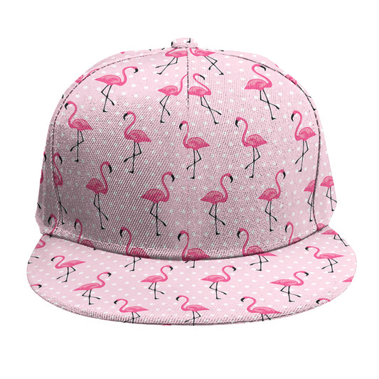 Pink Polka Dot Flamingo Pattern Print Snapback Cap