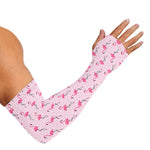 Pink Polka Dot Flamingo Pattern Print Sun Protection Arm Sleeves