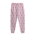 Pink Polka Dot Flamingo Pattern Print Sweatpants