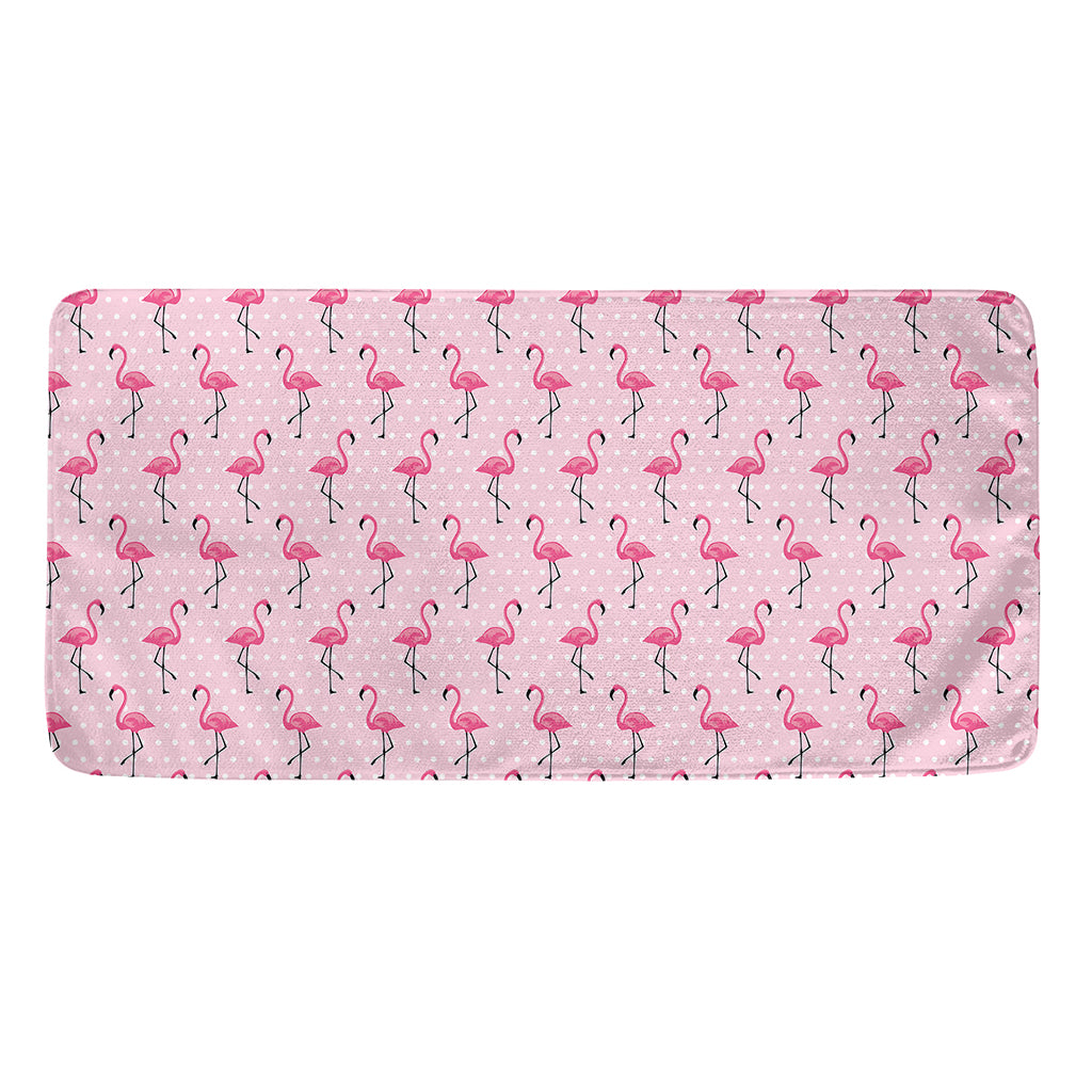 Pink Polka Dot Flamingo Pattern Print Towel