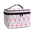 Pink Polka Dot Flamingo Pattern Print Travel Makeup Bag