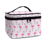Pink Polka Dot Flamingo Pattern Print Travel Makeup Bag