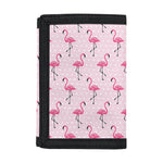 Pink Polka Dot Flamingo Pattern Print Trifold Wallet