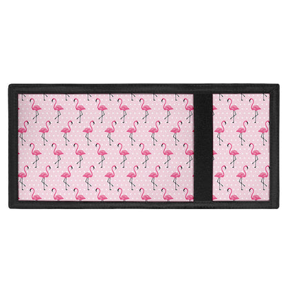 Pink Polka Dot Flamingo Pattern Print Trifold Wallet