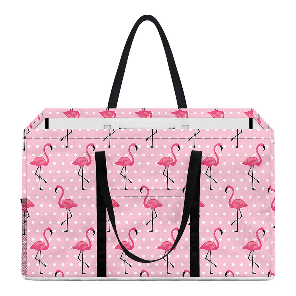 Pink Polka Dot Flamingo Pattern Print Utility Tote Bag