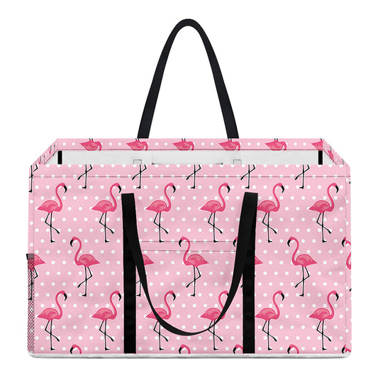 Pink Polka Dot Flamingo Pattern Print Utility Tote Bag