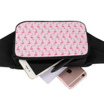 Pink Polka Dot Flamingo Pattern Print Waist Bag