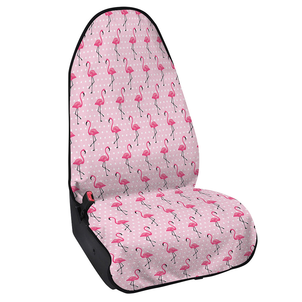 Pink Polka Dot Flamingo Pattern Print Waterproof Car Seat Cover