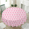 Pink Polka Dot Flamingo Pattern Print Waterproof Round Tablecloth