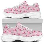 Pink Polka Dot Flamingo Pattern Print White Chunky Shoes