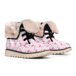 Pink Polka Dot Flamingo Pattern Print Winter Boots