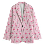 Pink Polka Dot Flamingo Pattern Print Women's Blazer