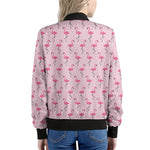 Pink Polka Dot Flamingo Pattern Print Women's Bomber Jacket