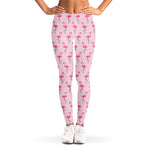Pink Polka Dot Flamingo Pattern Print Women's Leggings