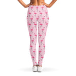 Pink Polka Dot Flamingo Pattern Print Women's Leggings