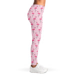 Pink Polka Dot Flamingo Pattern Print Women's Leggings
