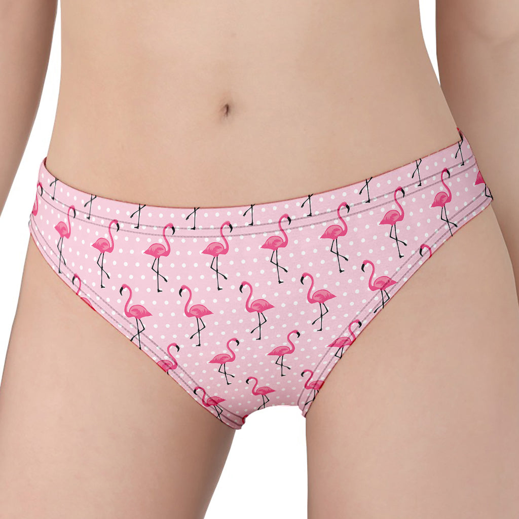 Pink Polka Dot Flamingo Pattern Print Women's Panties