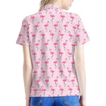 Pink Polka Dot Flamingo Pattern Print Women's Polo Shirt