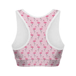 Pink Polka Dot Flamingo Pattern Print Women's Sports Bra