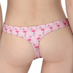 Pink Polka Dot Flamingo Pattern Print Women's Thong