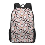 Pink Polka Dot Penguin Pattern Print 17 Inch Backpack