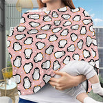 Pink Polka Dot Penguin Pattern Print Baby Seat Cover
