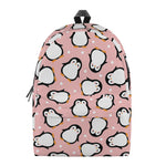 Pink Polka Dot Penguin Pattern Print Backpack