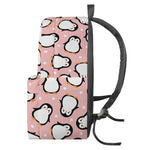 Pink Polka Dot Penguin Pattern Print Backpack