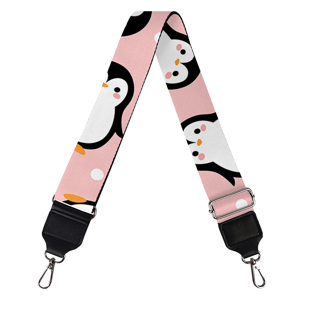 Pink Polka Dot Penguin Pattern Print Bag Strap