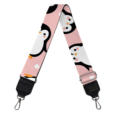 Pink Polka Dot Penguin Pattern Print Bag Strap