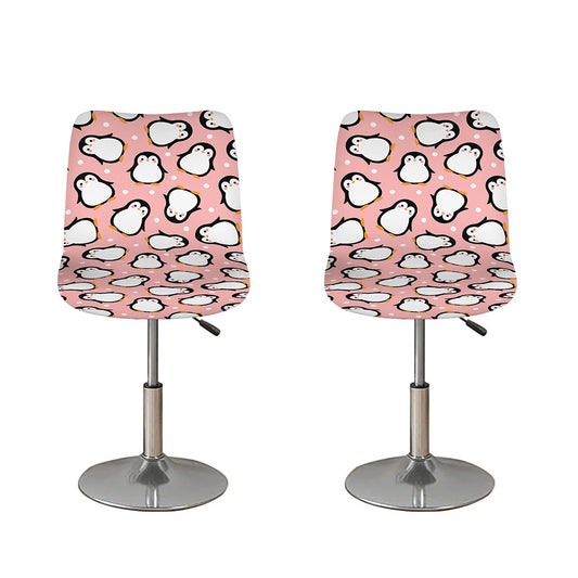 Pink Polka Dot Penguin Pattern Print Bar Stool Covers