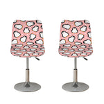 Pink Polka Dot Penguin Pattern Print Bar Stool Covers