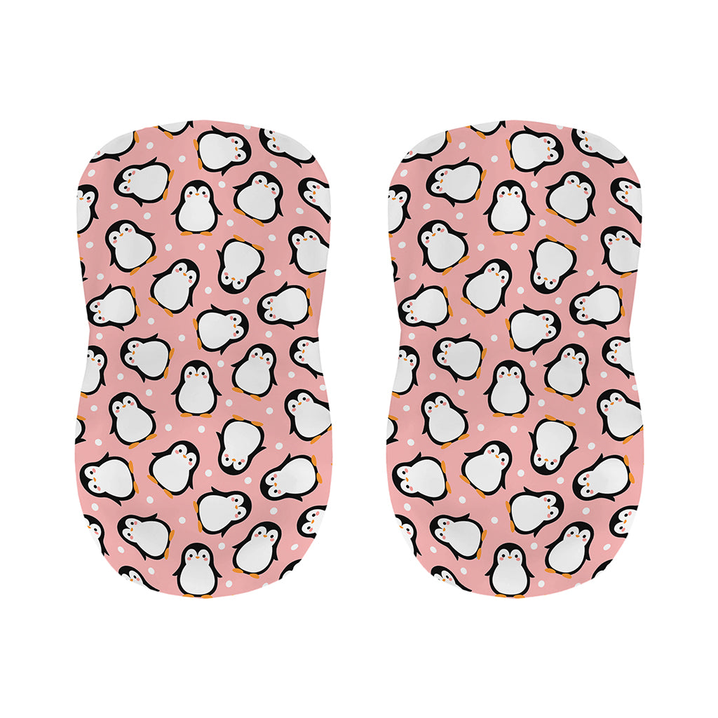 Pink Polka Dot Penguin Pattern Print Bar Stool Covers