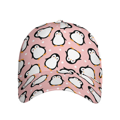 Pink Polka Dot Penguin Pattern Print Baseball Cap