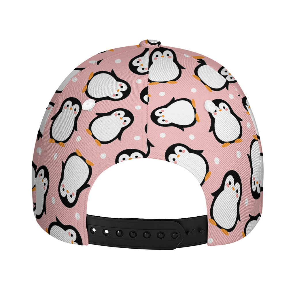Pink Polka Dot Penguin Pattern Print Baseball Cap