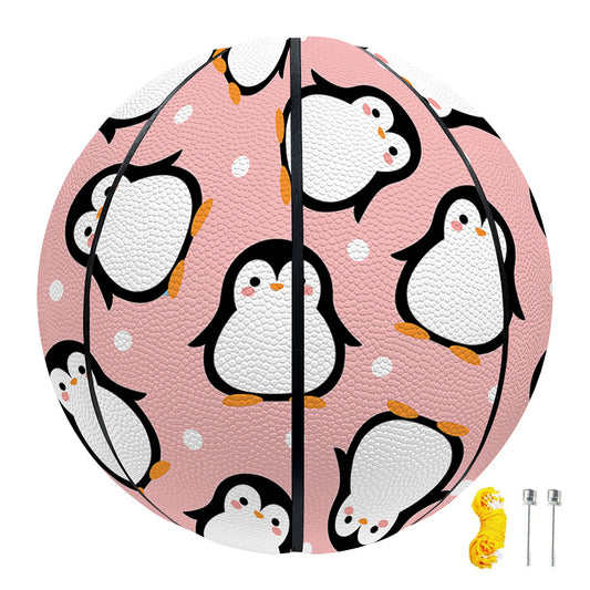 Pink Polka Dot Penguin Pattern Print Basketball