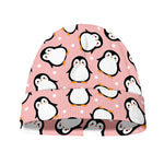 Pink Polka Dot Penguin Pattern Print Beanie