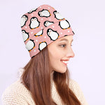 Pink Polka Dot Penguin Pattern Print Beanie