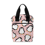 Pink Polka Dot Penguin Pattern Print Bible Tote Bag
