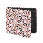 Pink Polka Dot Penguin Pattern Print Bifold Wallet