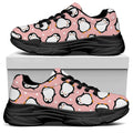 Pink Polka Dot Penguin Pattern Print Black Chunky Shoes