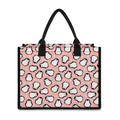 Pink Polka Dot Penguin Pattern Print Canvas Tote Bag