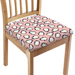 Pink Polka Dot Penguin Pattern Print Chair Cushion Cover