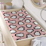 Pink Polka Dot Penguin Pattern Print Changing Pad Cover