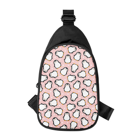 Pink Polka Dot Penguin Pattern Print Chest Bag