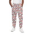 Pink Polka Dot Penguin Pattern Print Cotton Sweatpants