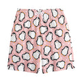 Pink Polka Dot Penguin Pattern Print Cotton Shorts