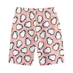 Pink Polka Dot Penguin Pattern Print Cotton Shorts